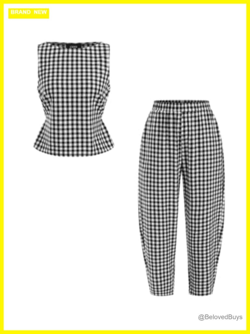 Two Piece Set Sleeveless Peplum Top Tapered Pants Cotton Vacation Beach Outfit